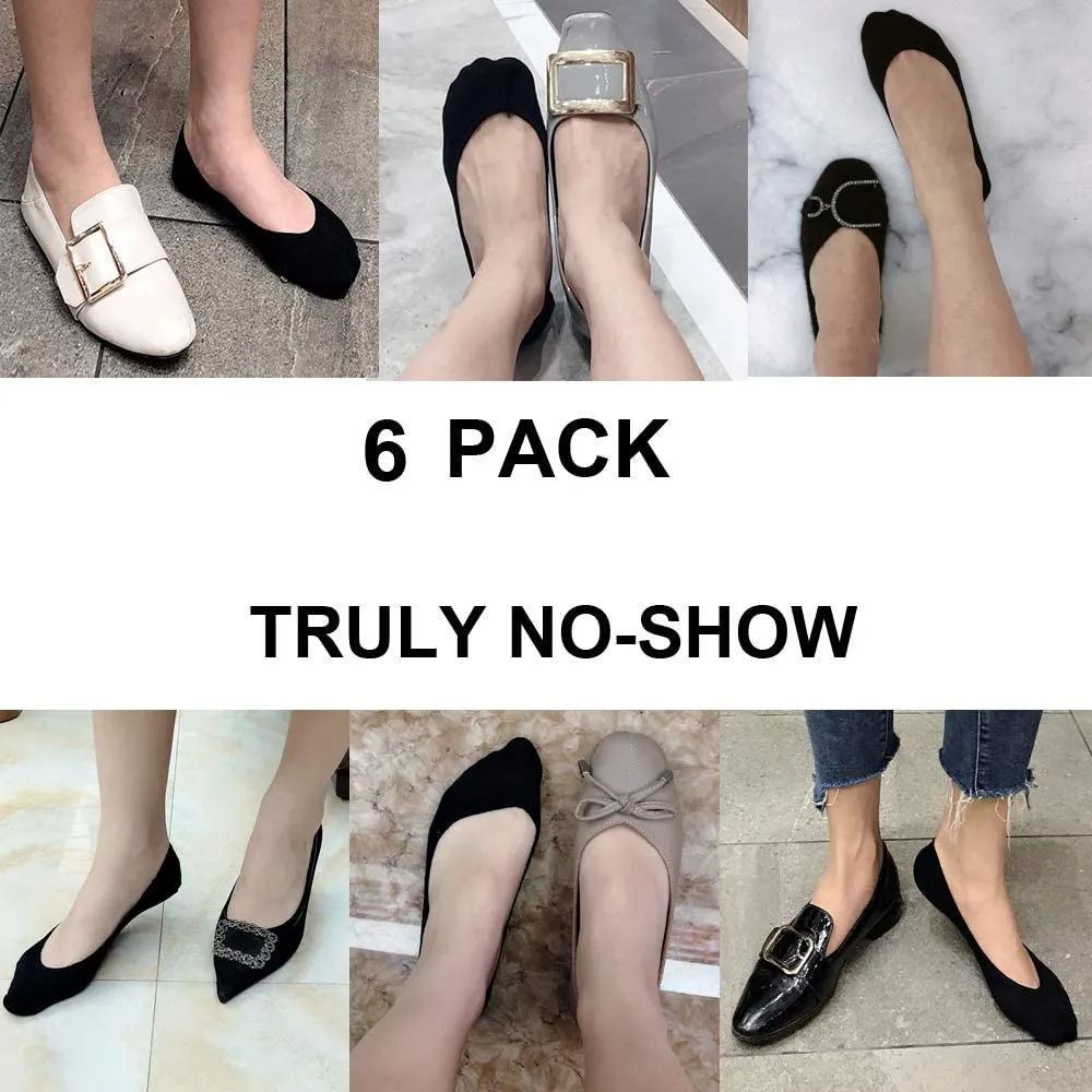 4 to 8 Pairs Ultra Low Cut No Show Socks Women Invisible for Flats and Dress Shoes Liner Socks with Non-Slip Heel Grips