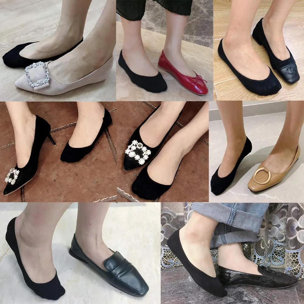 4 to 8 Pairs Ultra Low Cut No Show Socks Women Invisible for Flats and Dress Shoes Liner Socks with Non-Slip Heel Grips