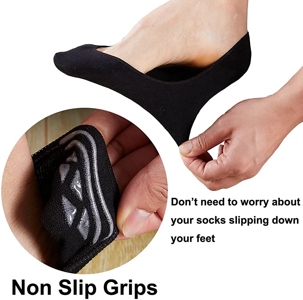 4 to 8 Pairs Ultra Low Cut No Show Socks Women Invisible for Flats and Dress Shoes Liner Socks with Non-Slip Heel Grips