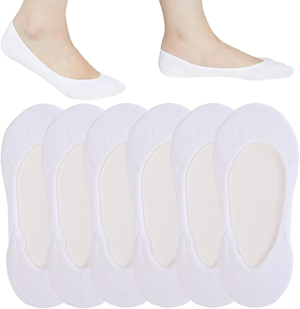 4 to 8 Pairs Ultra Low Cut No Show Socks Women Invisible for Flats and Dress Shoes Liner Socks with Non-Slip Heel Grips