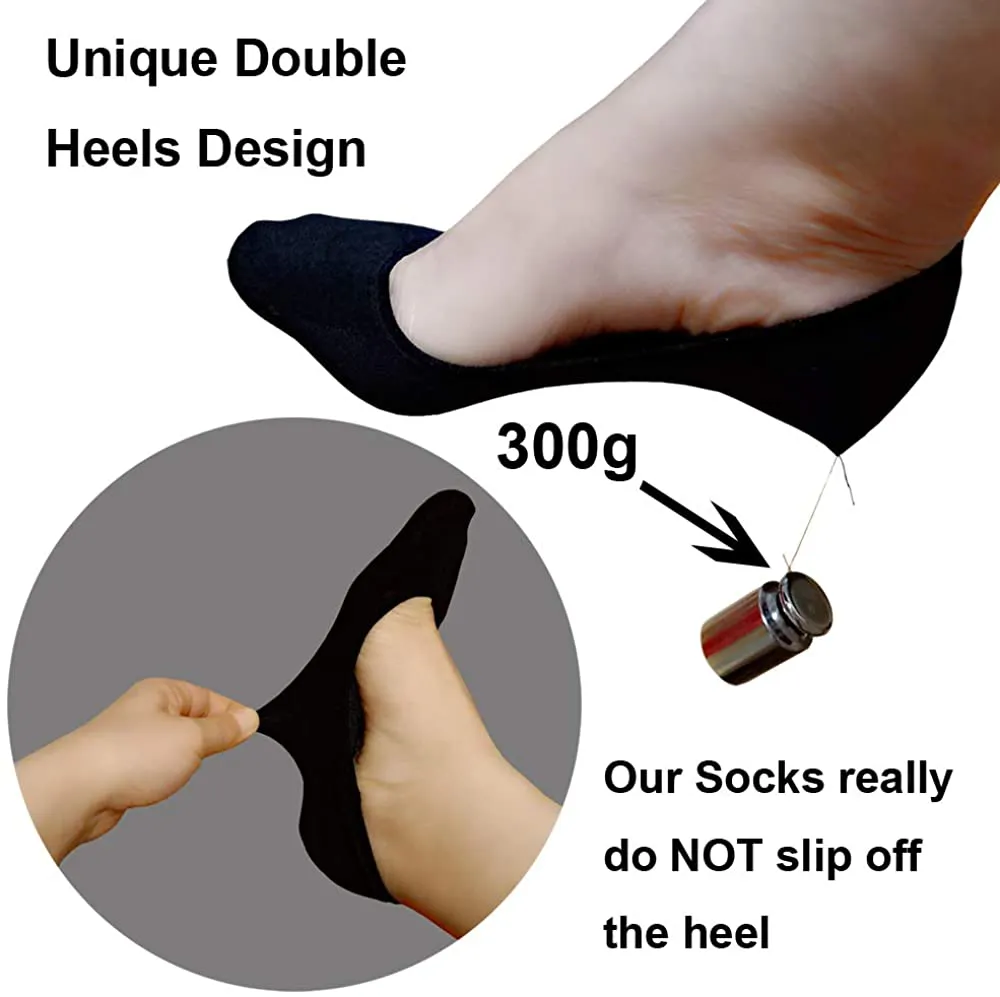 4 to 8 Pairs Ultra Low Cut No Show Socks Women Invisible for Flats and Dress Shoes Liner Socks with Non-Slip Heel Grips