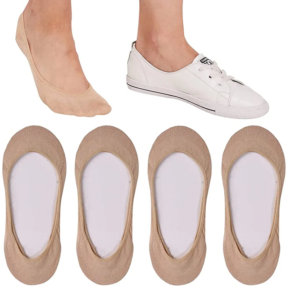 4 to 8 Pairs Ultra Low Cut No Show Socks Women Invisible for Flats and Dress Shoes Liner Socks with Non-Slip Heel Grips