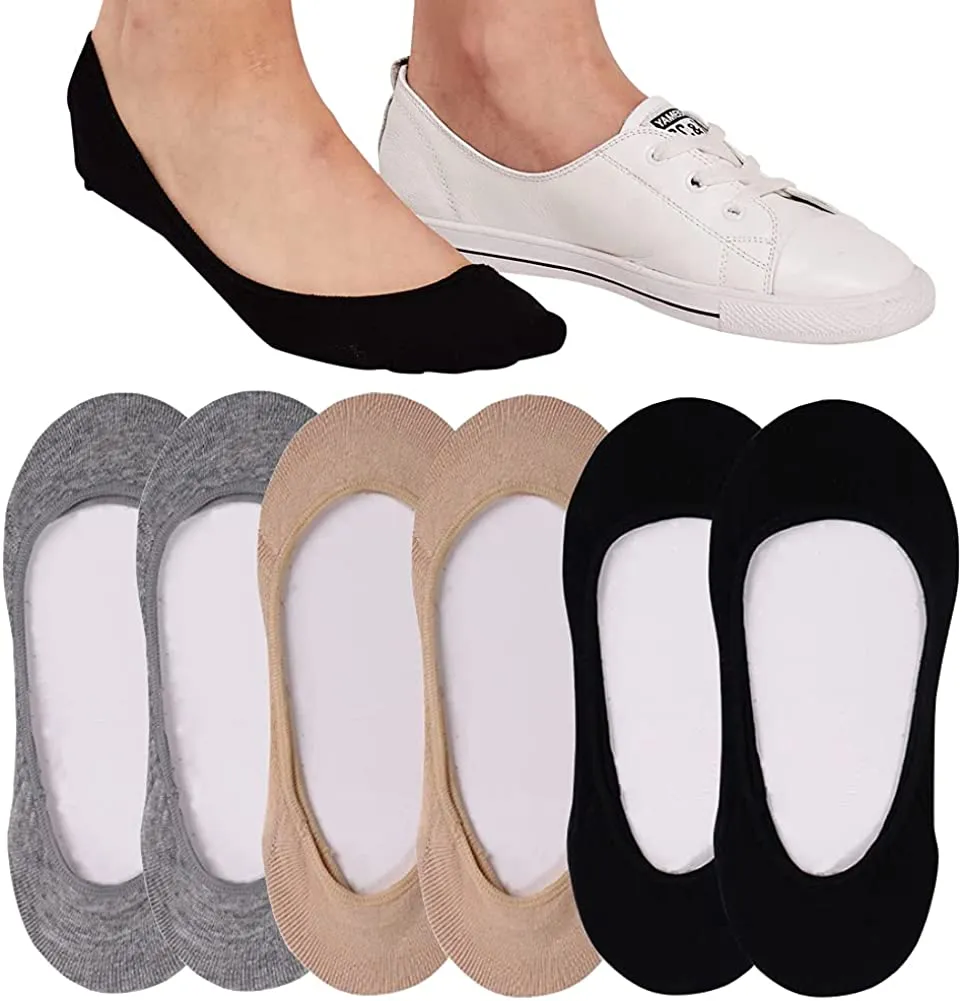 4 to 8 Pairs Ultra Low Cut No Show Socks Women Invisible for Flats and Dress Shoes Liner Socks with Non-Slip Heel Grips