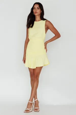 Antonine Elasticated Straps Shirred Waist Mini Dress Lemon