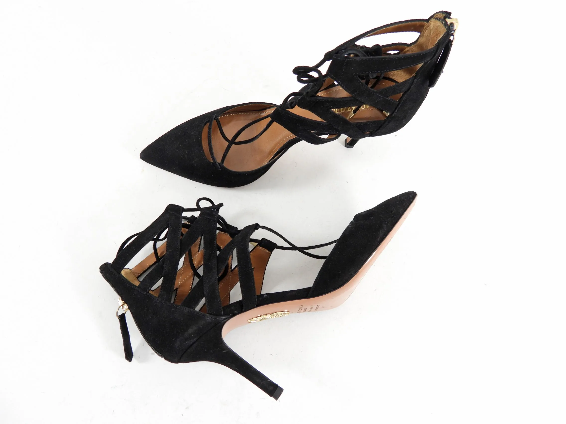 Aquazzura Black Suede Belgravia 75 Heels - EU37