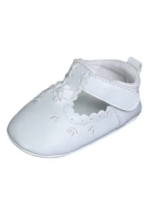 Baby Girls White Faux Leather Mary Jane Crib Shoes 0-3 Baby