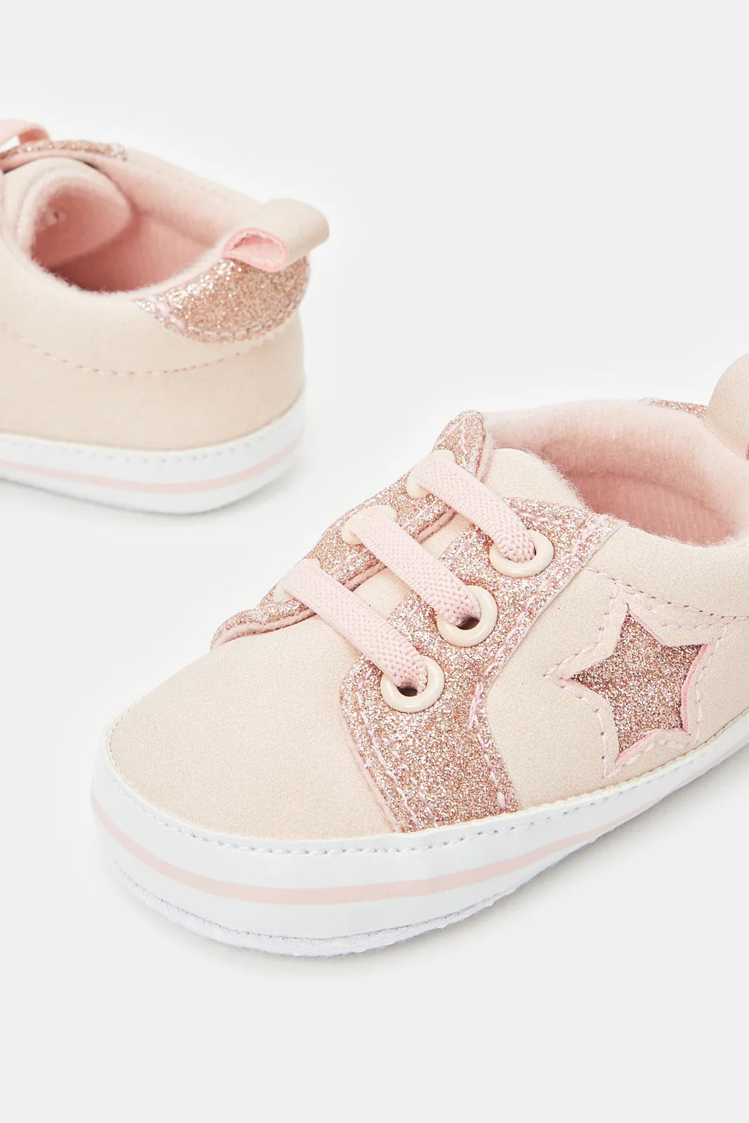 Baby Pink Star Pram Shoes