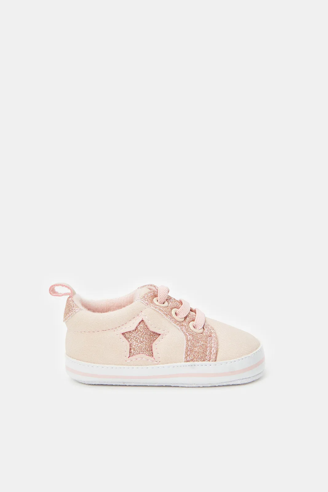 Baby Pink Star Pram Shoes