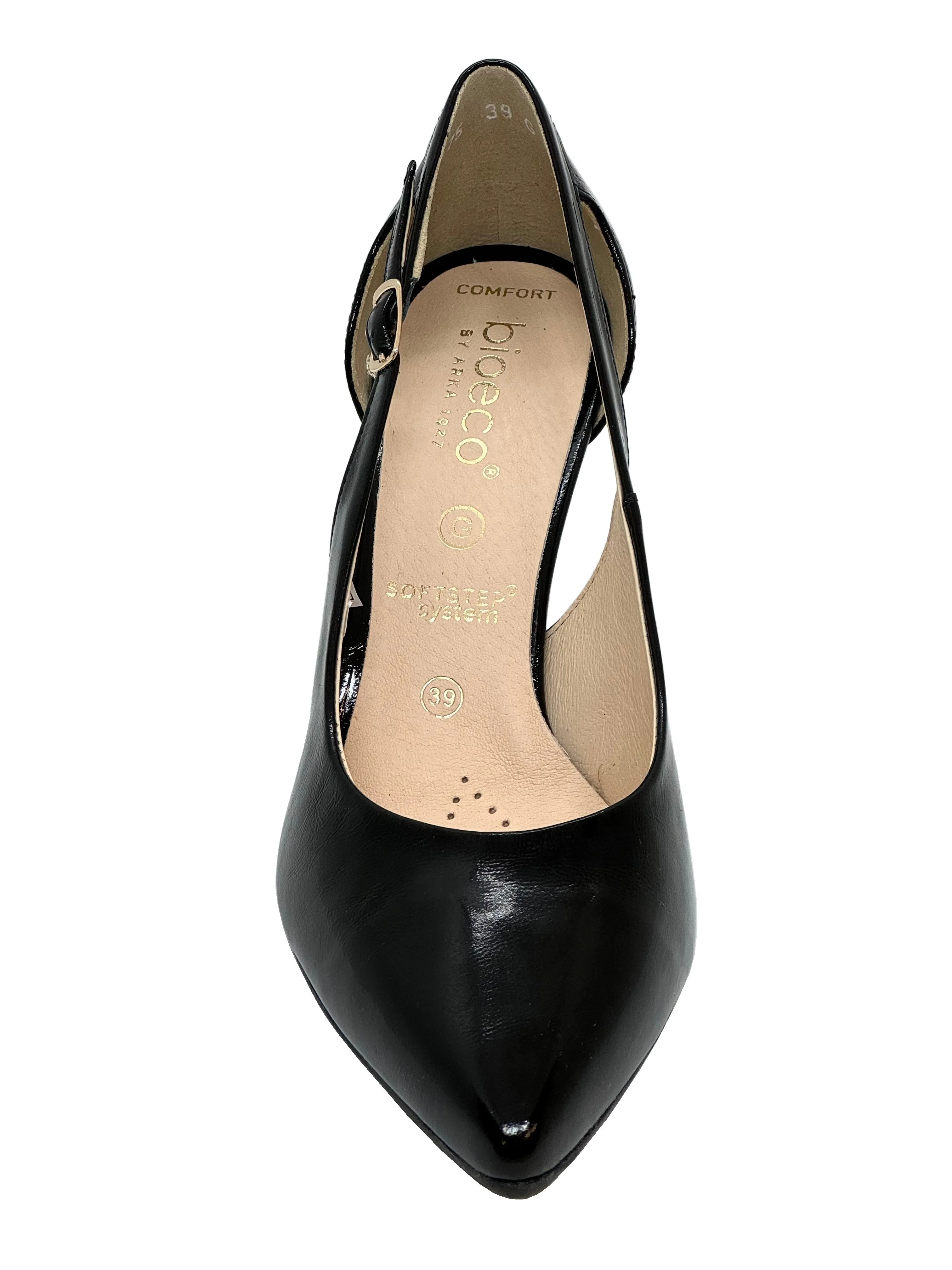 Bioeco Ladies Side Trim Patent Court Shoe