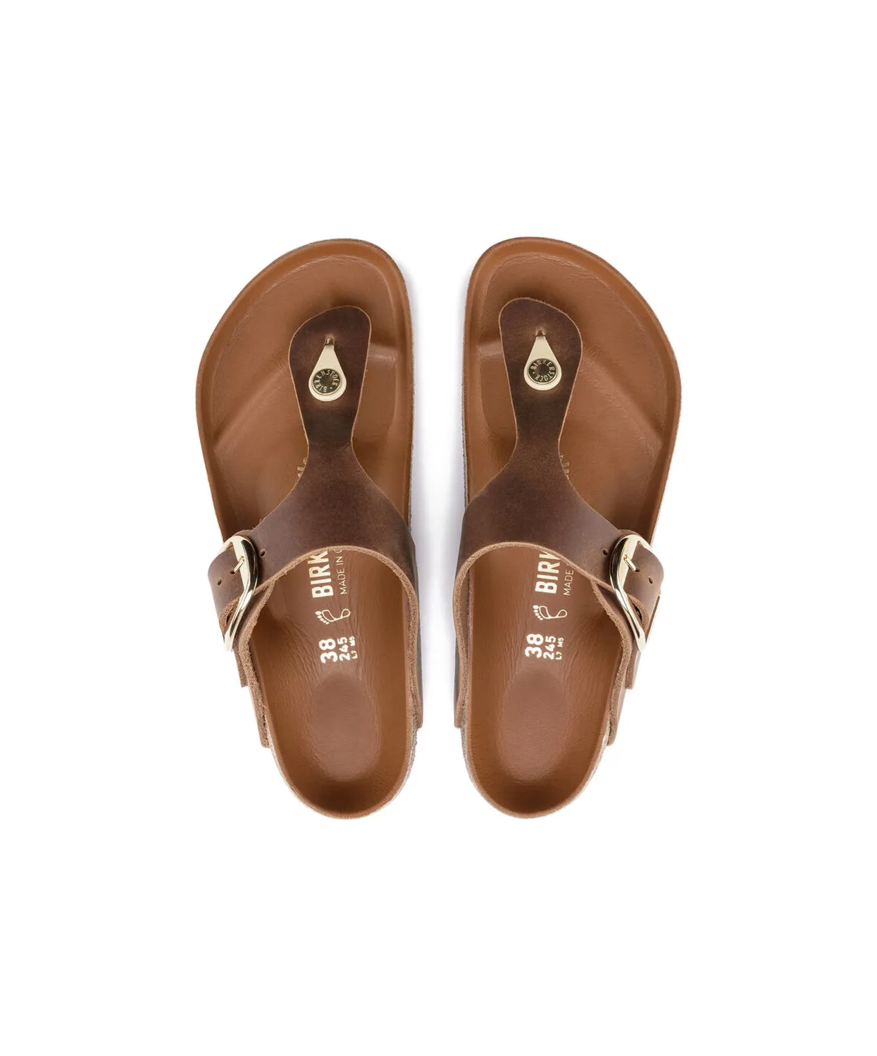 Birkenstock Gizeh Big Buckle Oiled Leather Cognac Sandals