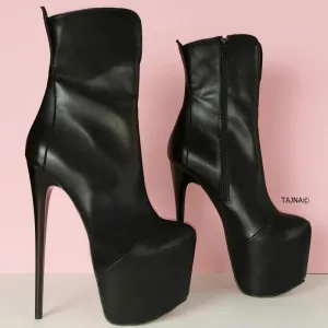 Black Pencil Heel Platform Boots