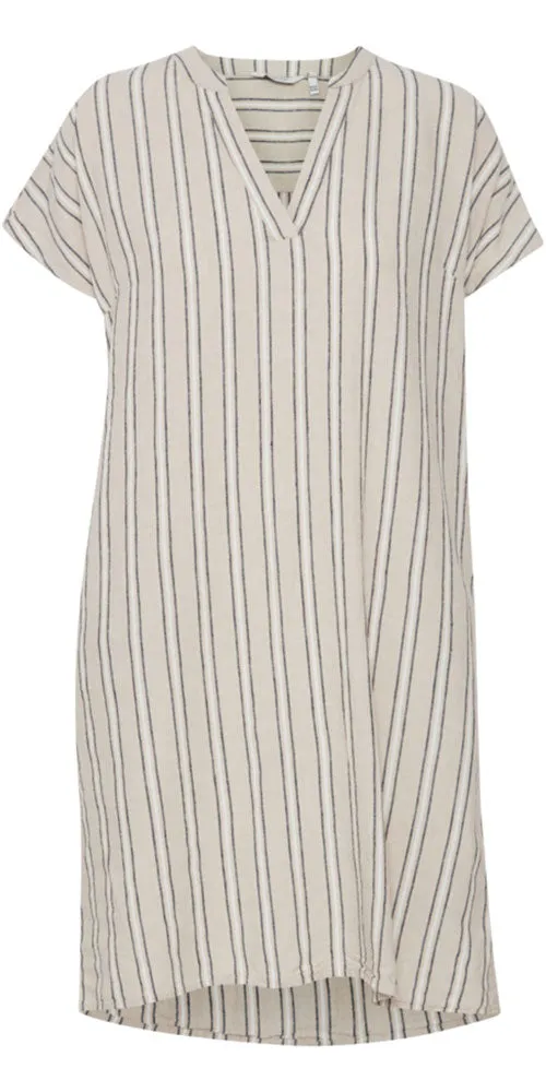 B.Young Linen Blend Tunic Dress, neutral stripe