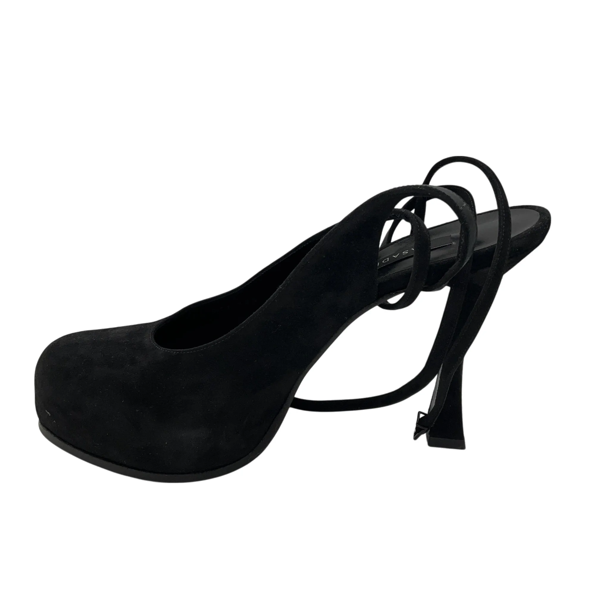 Casadei Black Suede Platform Wrap Pumps