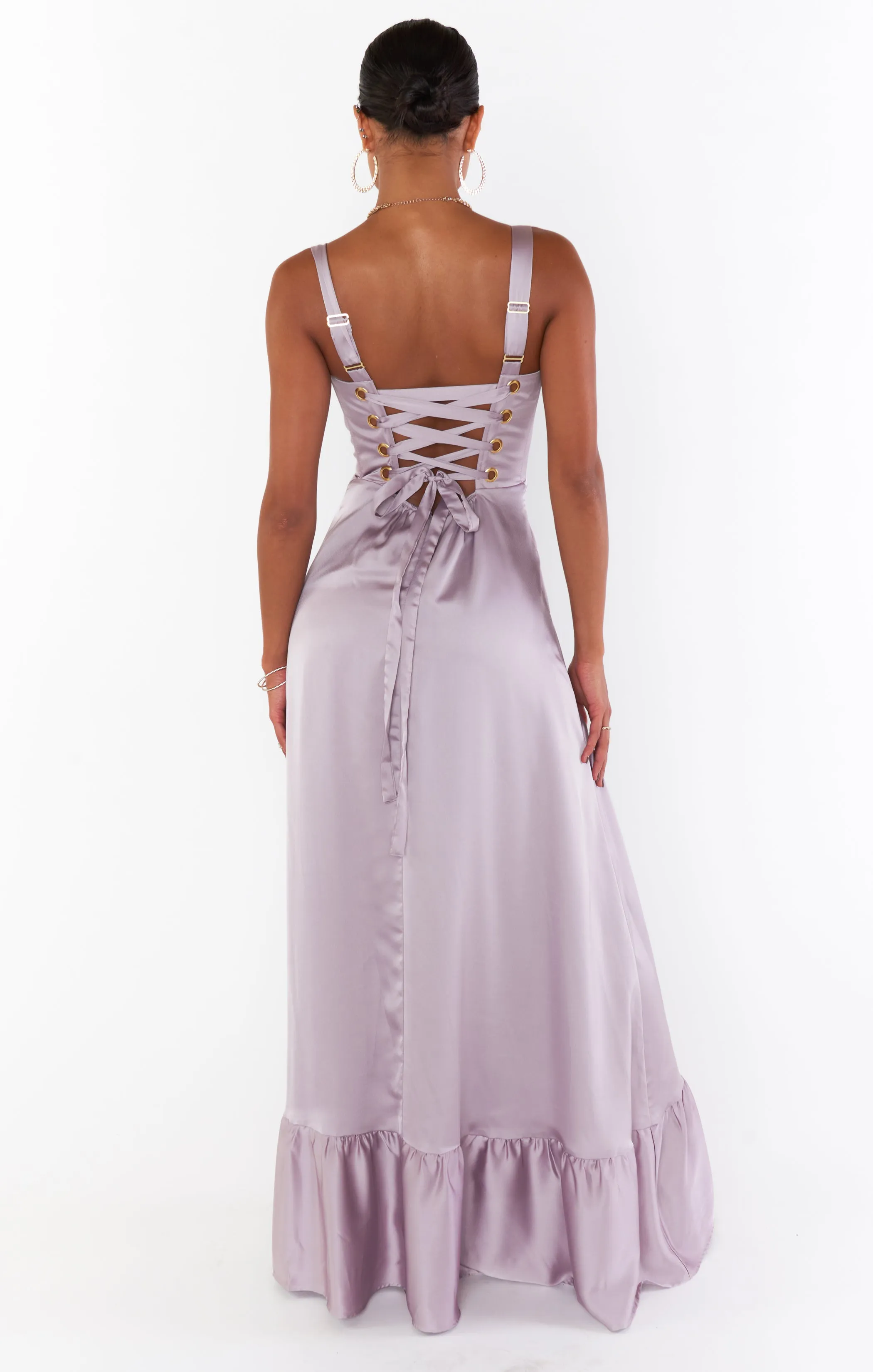 Clarissa Corset Dress ~ Dusty Purple Luxe Satin