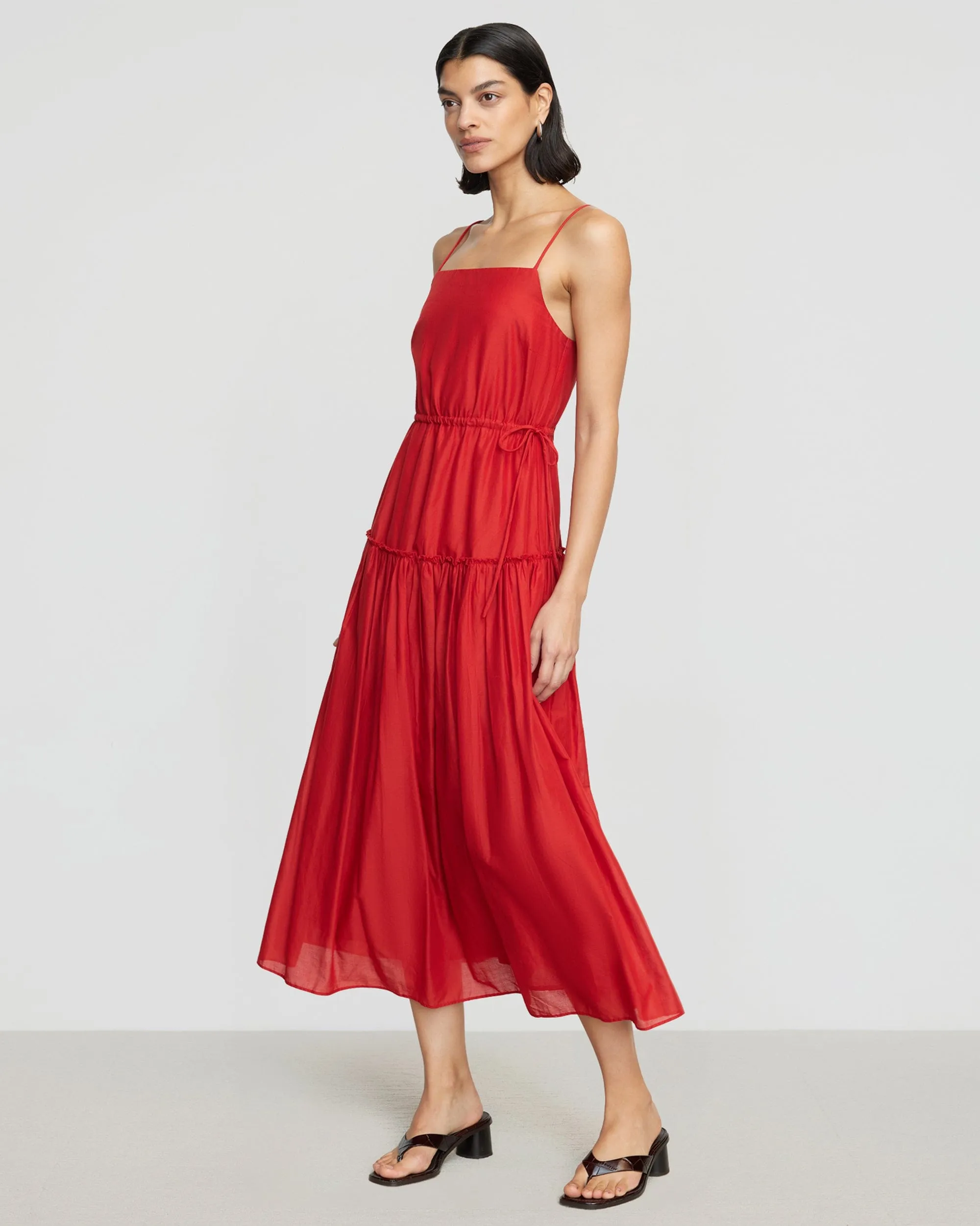 Dalia Tie-Waist Tiered Dress