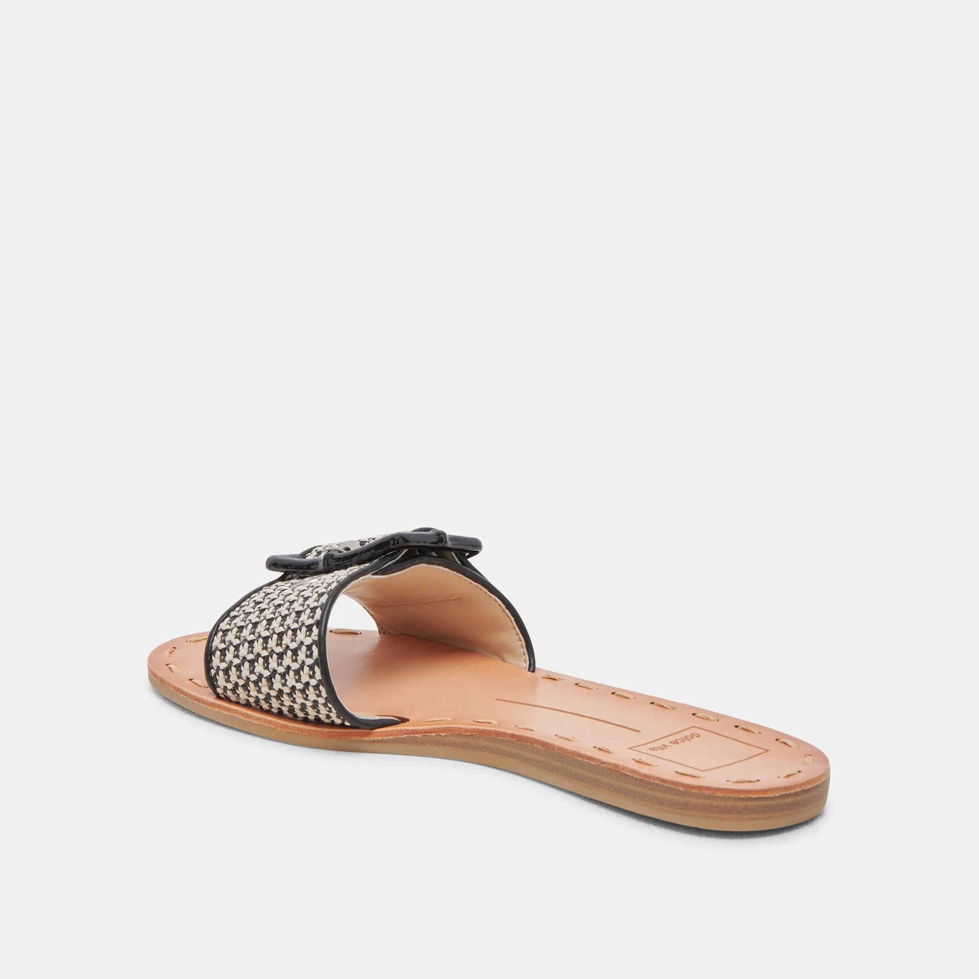 DASA WIDE SANDALS BLACK NATURAL RAFFIA