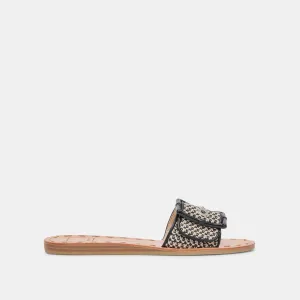 DASA WIDE SANDALS BLACK NATURAL RAFFIA