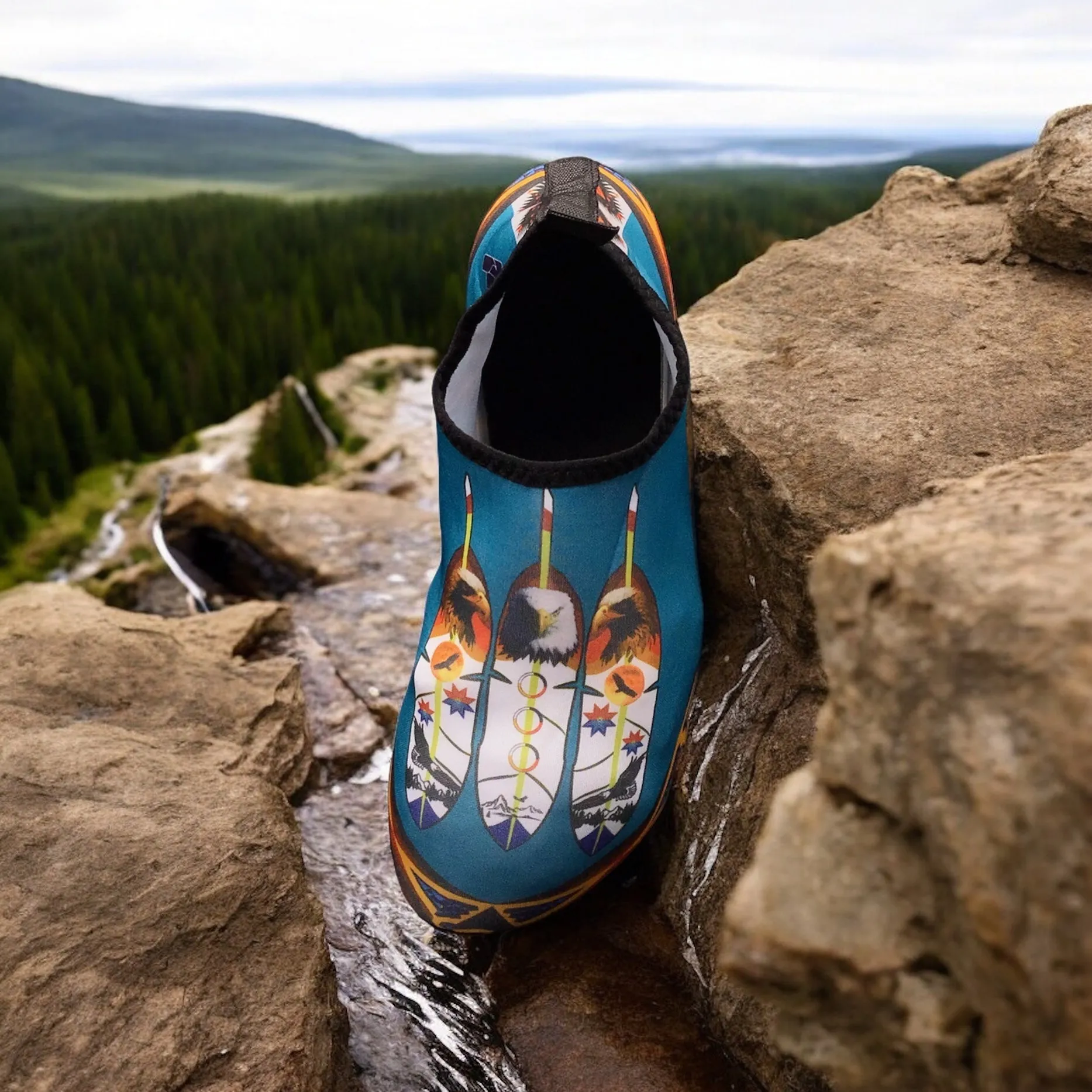 Eagle Bluish Green Native American Aqua Shoes