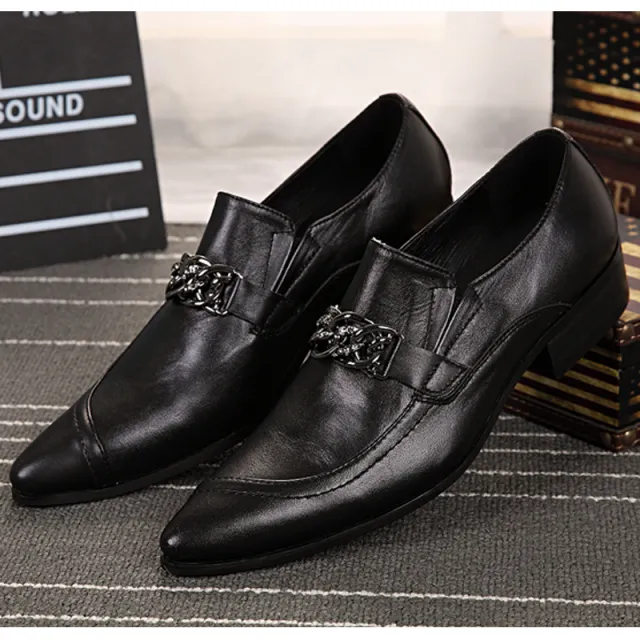 Elegant Pointed Toe Leather Men Shoes