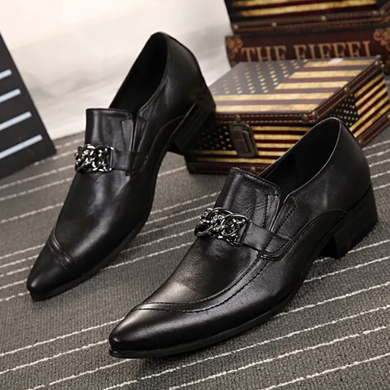 Elegant Pointed Toe Leather Men Shoes