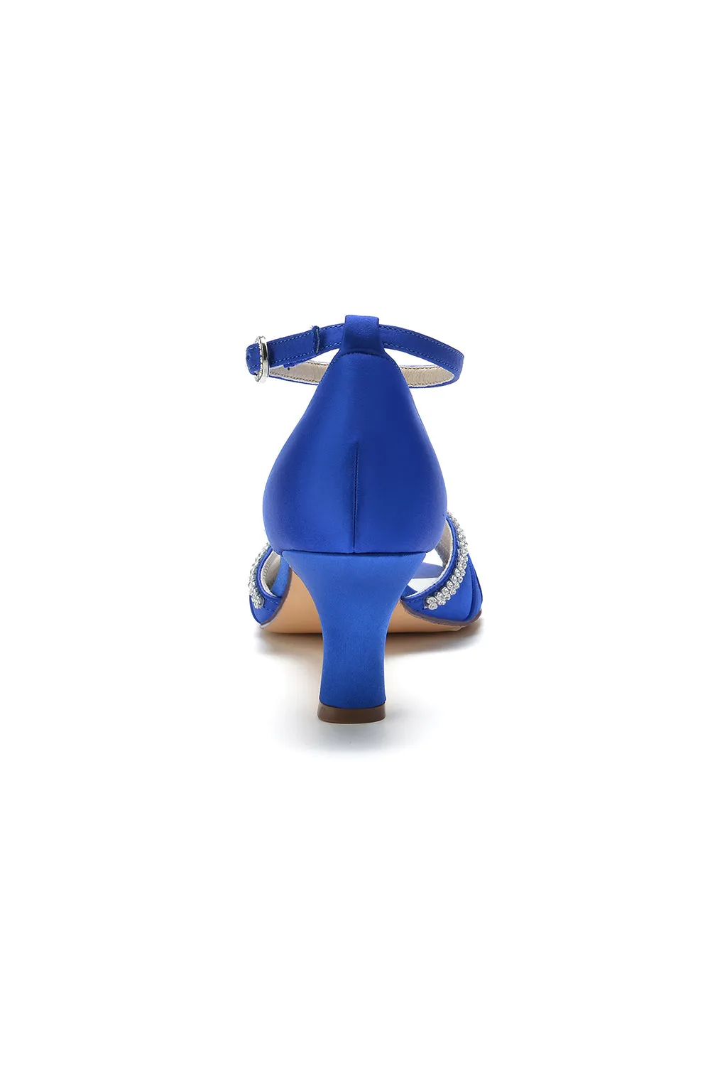 Elegant Rayel Blue Satin Pump with Rhinestone Accents