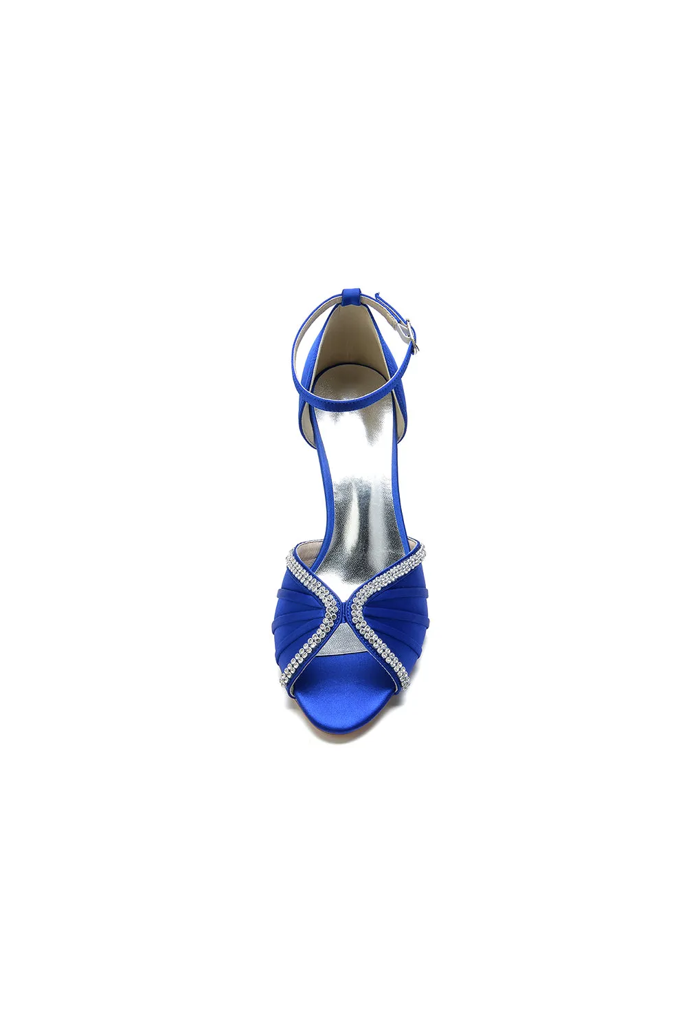 Elegant Rayel Blue Satin Pump with Rhinestone Accents