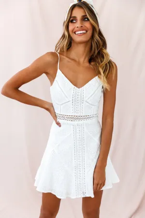 Eugenie Cami Strap Embellished Sun Dress White