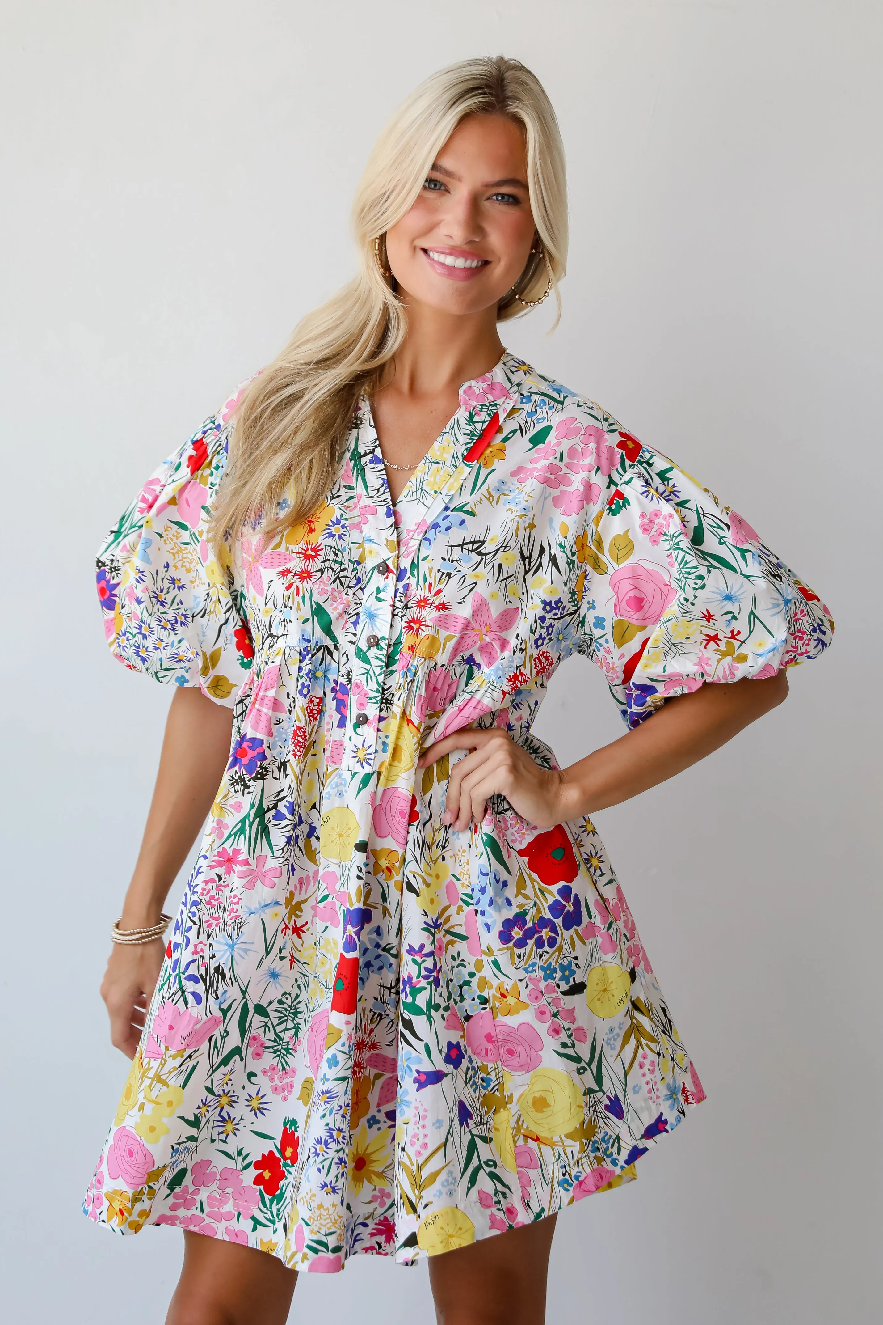 FINAL SALE - Breezy Catch Multicolored Floral Mini Dress