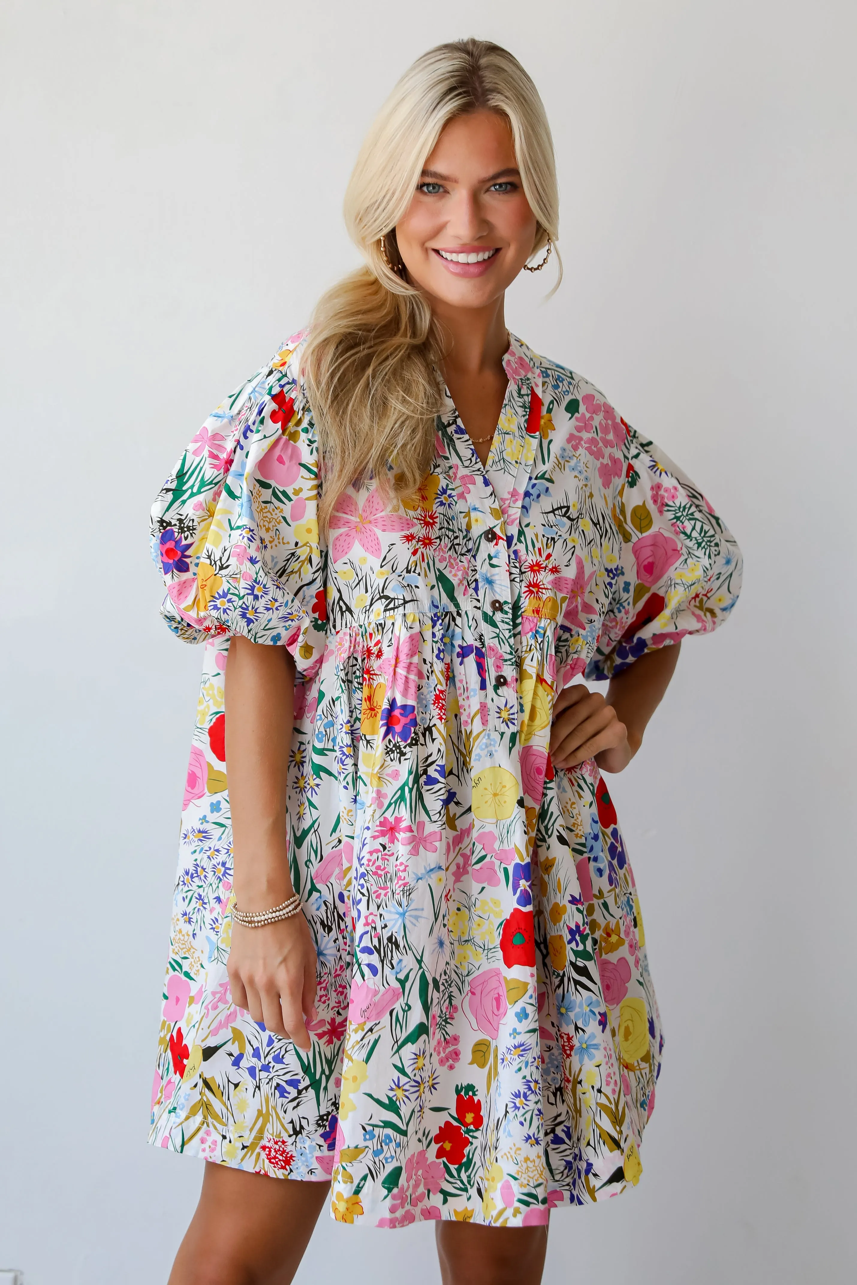 FINAL SALE - Breezy Catch Multicolored Floral Mini Dress