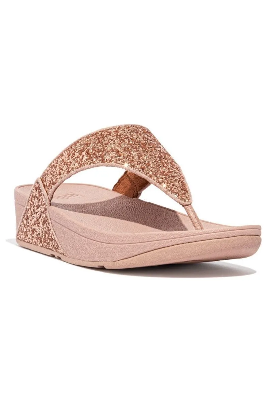 FitFlop Lulu Glitter Toe Thong Rose Gold