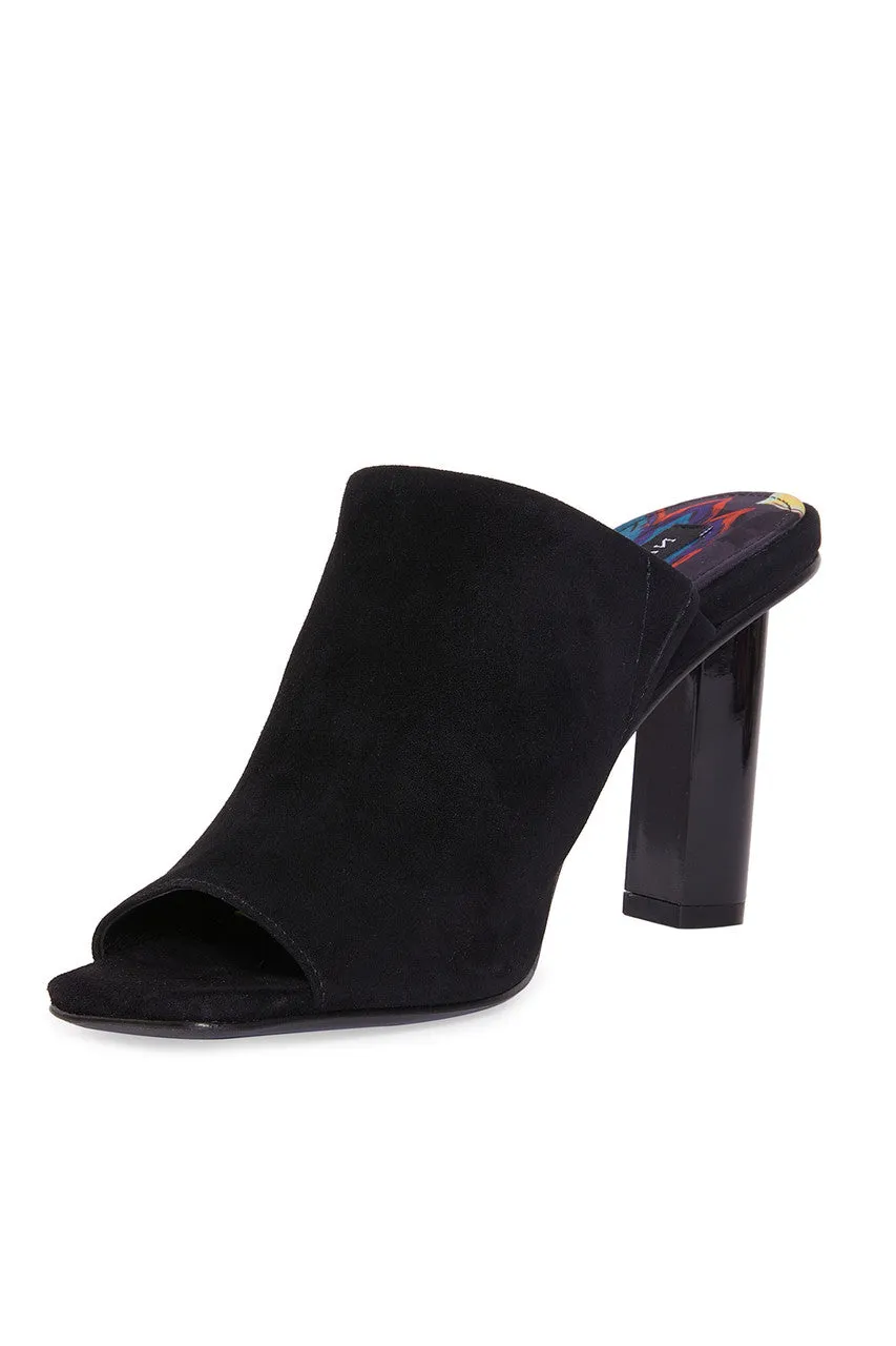 Gamine Suede Column Heel Mule