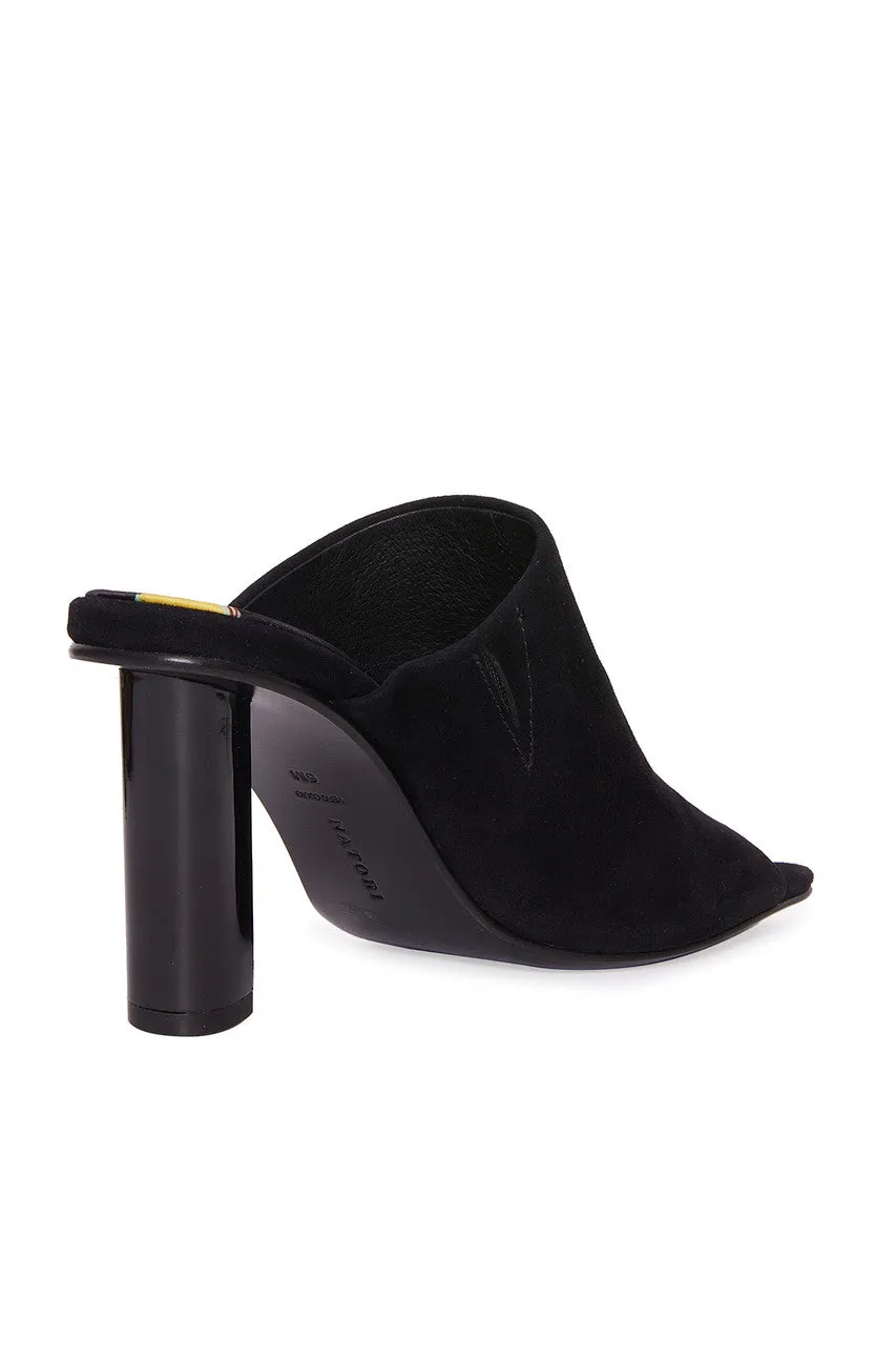 Gamine Suede Column Heel Mule