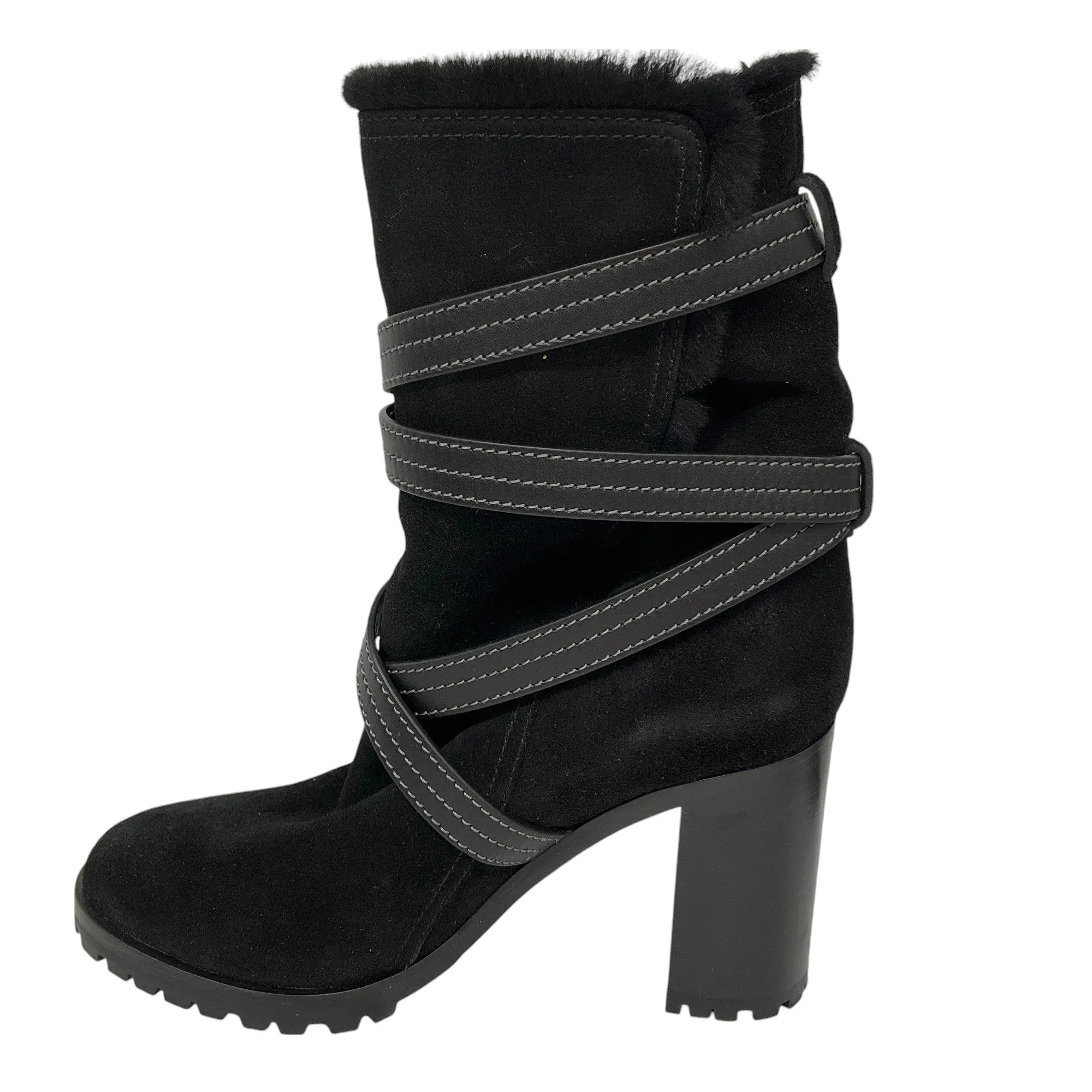 Gianvito Rossi Black Shearling Lined Suede Boots