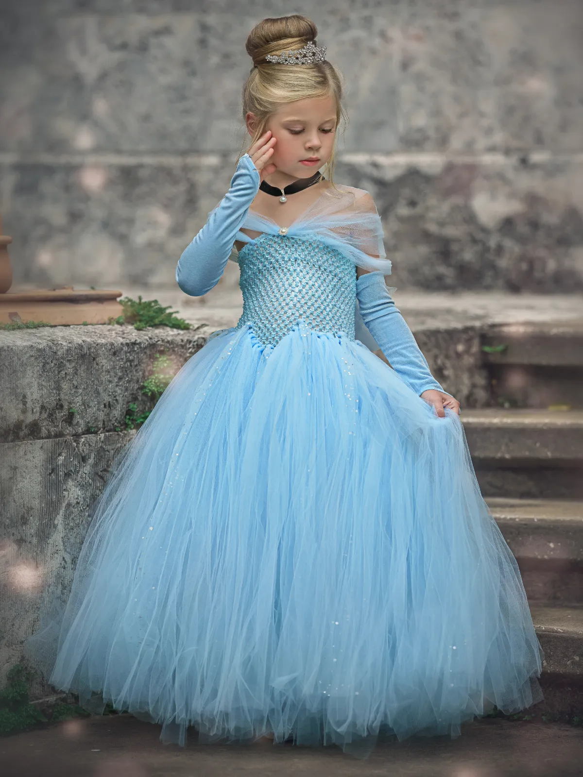 Girls Magical Glass Slipper Princess Costume Dress