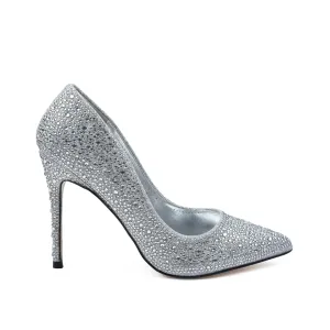 Glamorous Silver Rhinestone High Heel Pumps | 415M-S