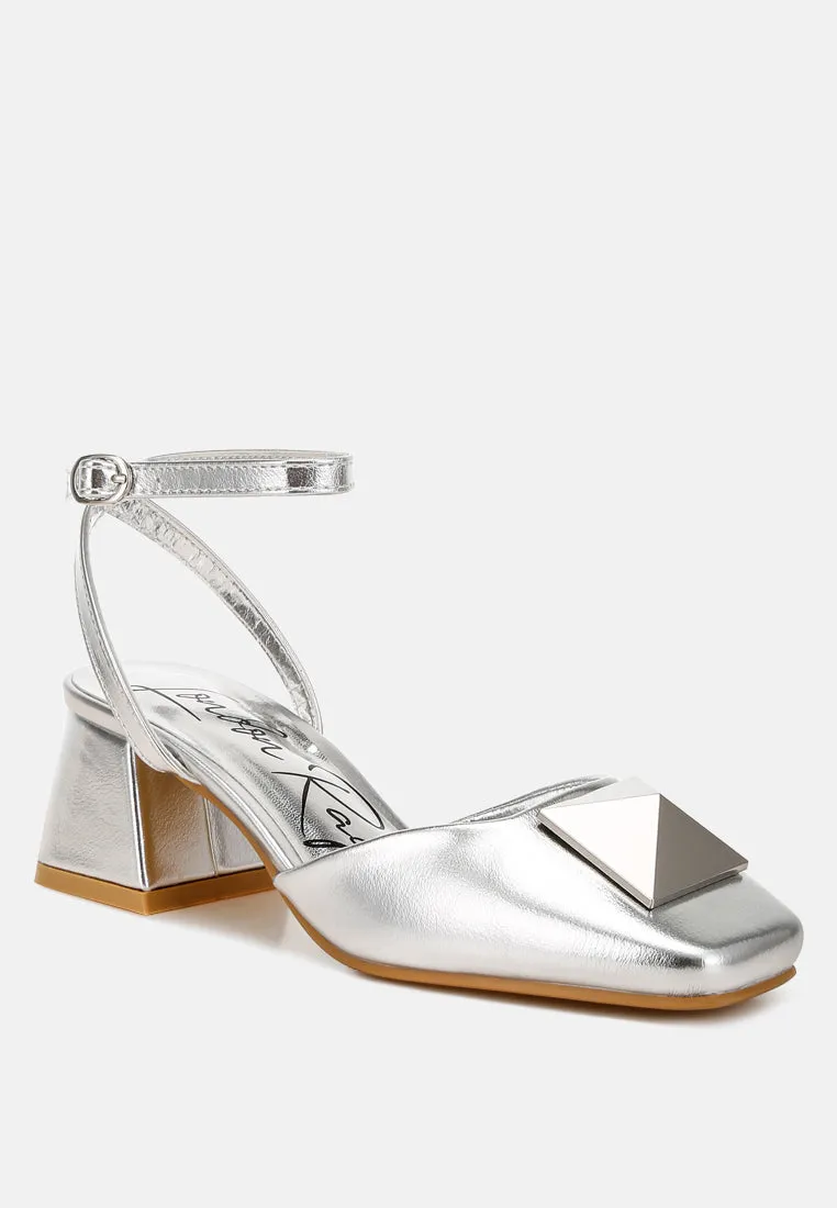 Griselda Brooch Detail Ankle Strap Sandals