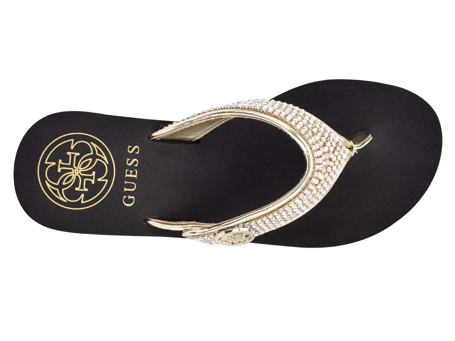 Guess Sarraly Wedge Sandals, Gold/Black