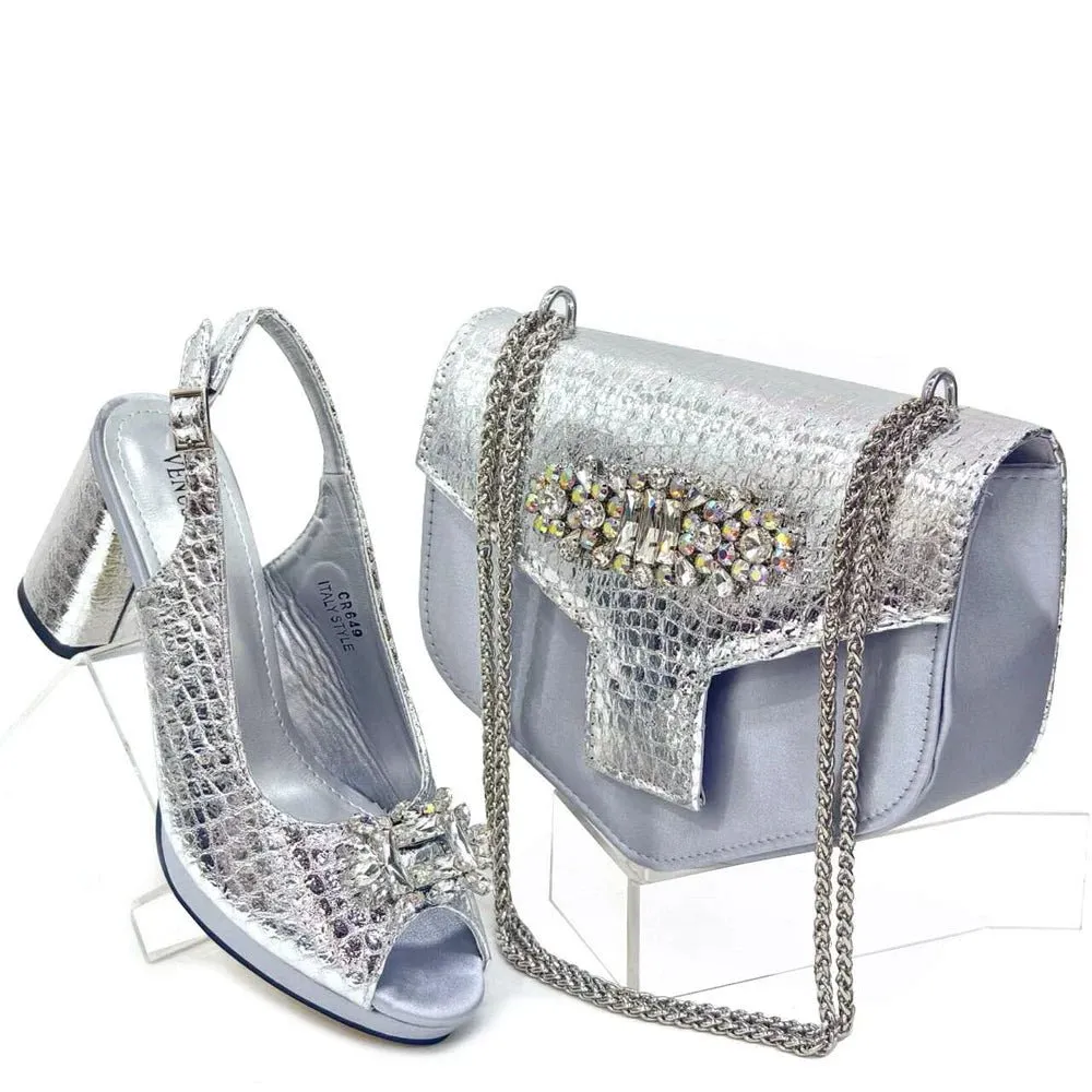 Italian Rhinestone Party Shoes & Bag – 2024 Italian Style