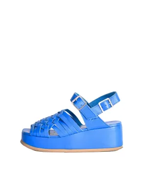 Junya Watanabe Comme des Garçons Vintage Blue Woven Leather Platform Sandals