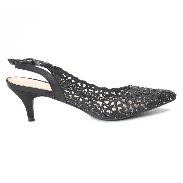 Lady Couture Jewel Black Fabric Heels