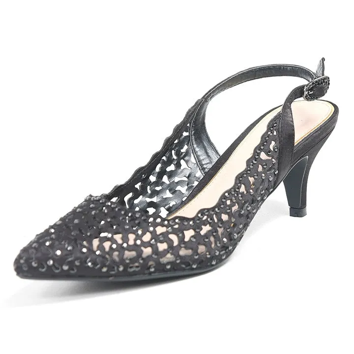 Lady Couture Jewel Black Fabric Heels