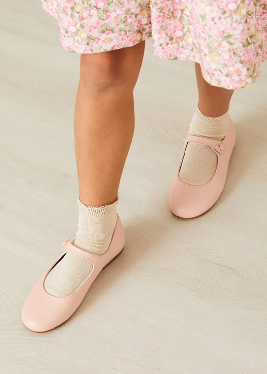 Leather Mary Jane Shoes in Pink (24-34EU)