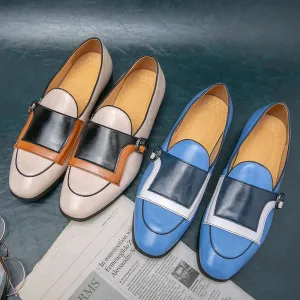 Luxury Blue Elegant Leather Loafers