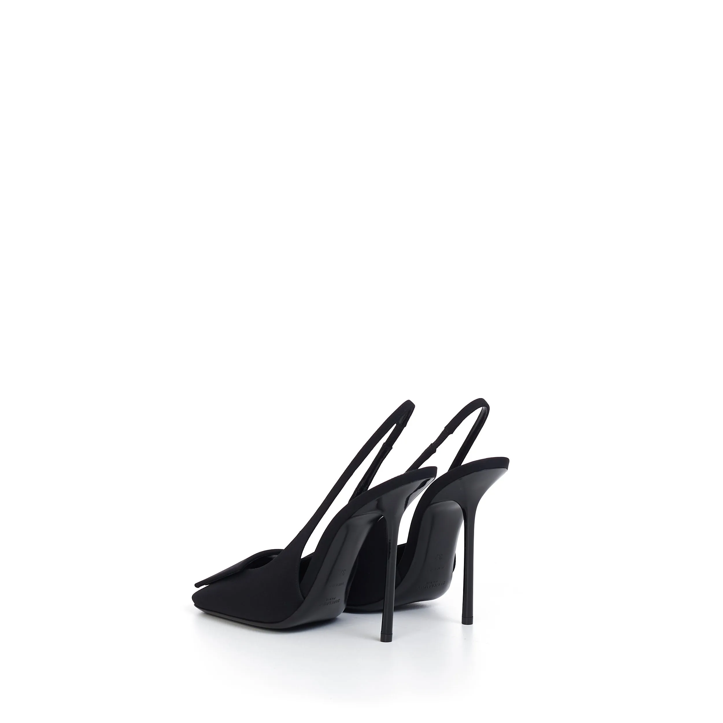 Maxine Slingback Pumps In Black Silk & Leather