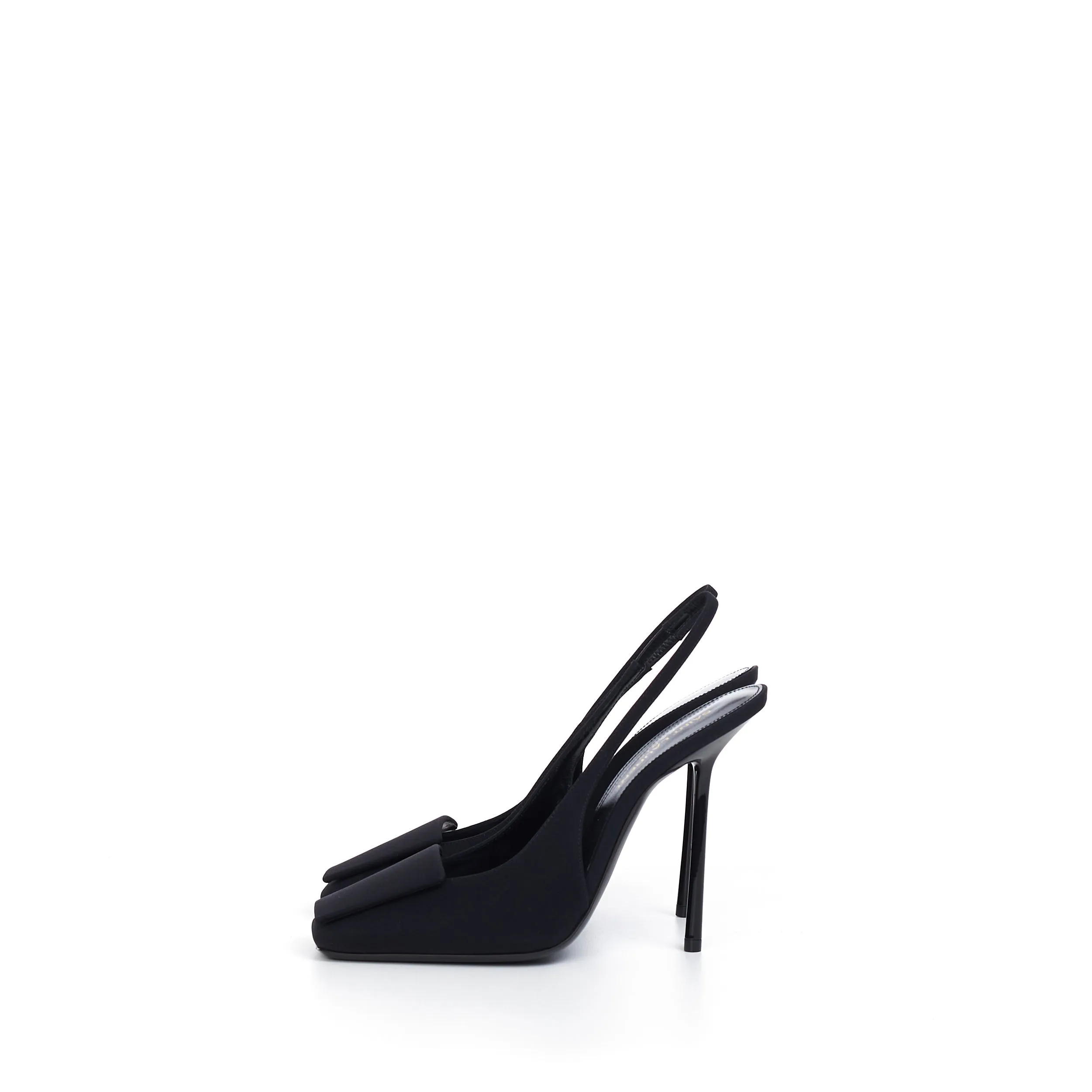 Maxine Slingback Pumps In Black Silk & Leather