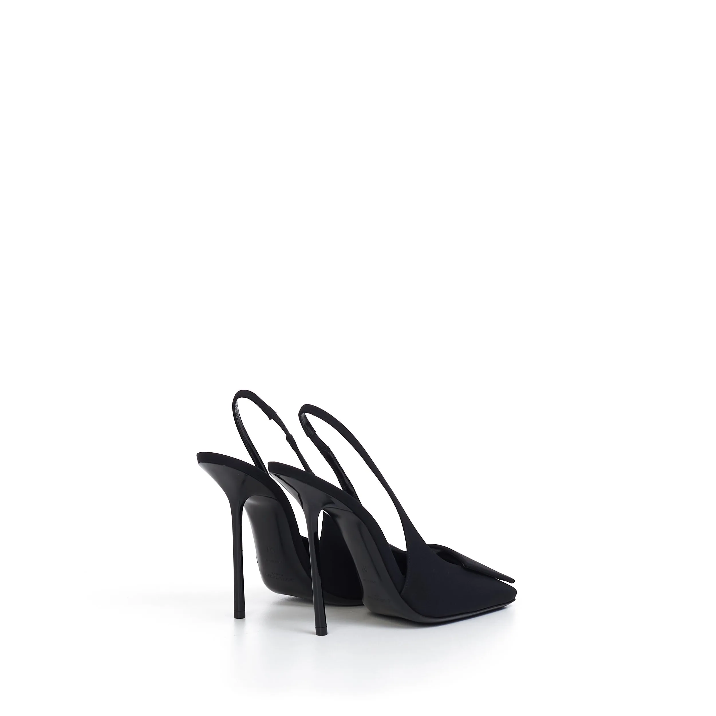 Maxine Slingback Pumps In Black Silk & Leather