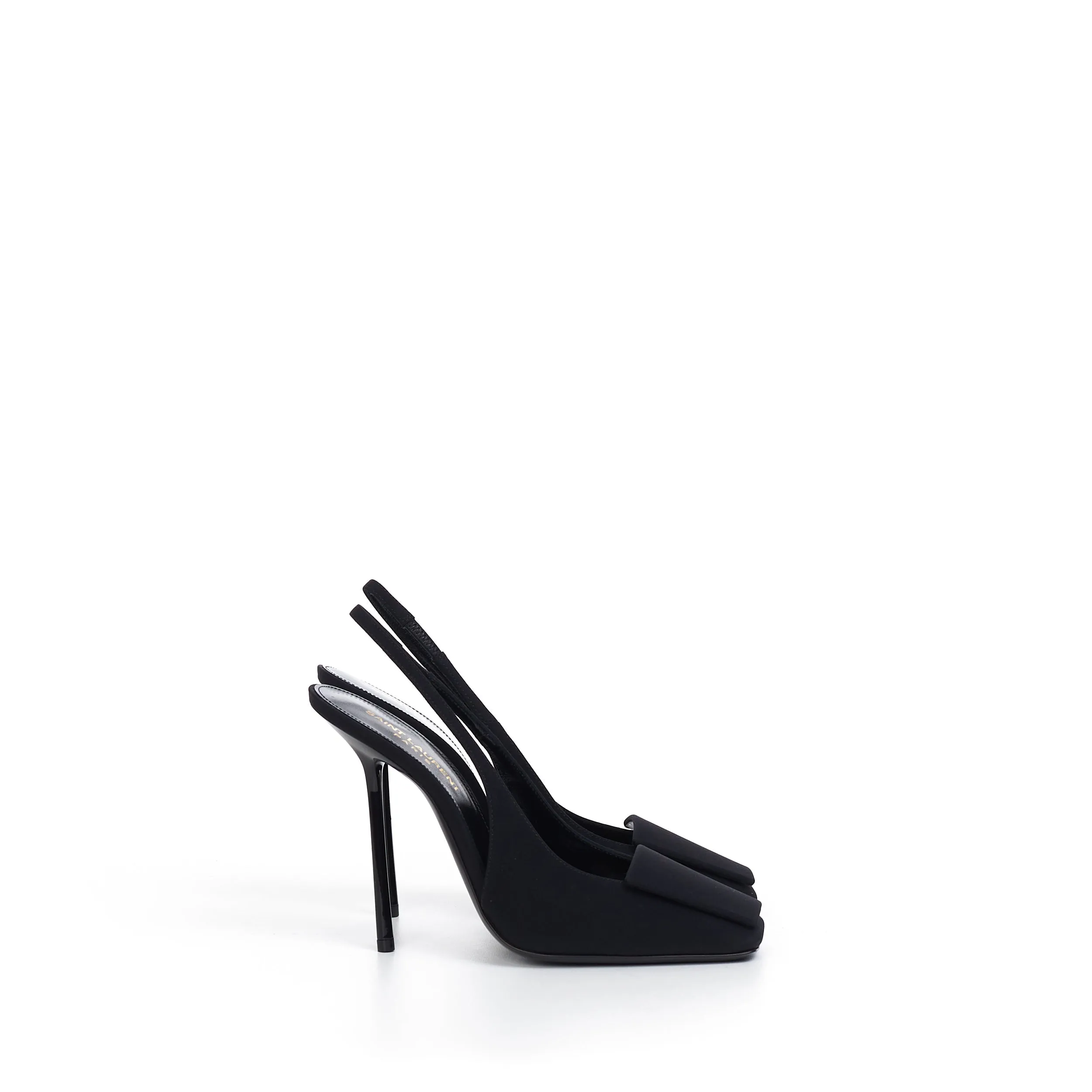 Maxine Slingback Pumps In Black Silk & Leather