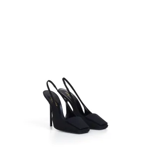 Maxine Slingback Pumps In Black Silk & Leather