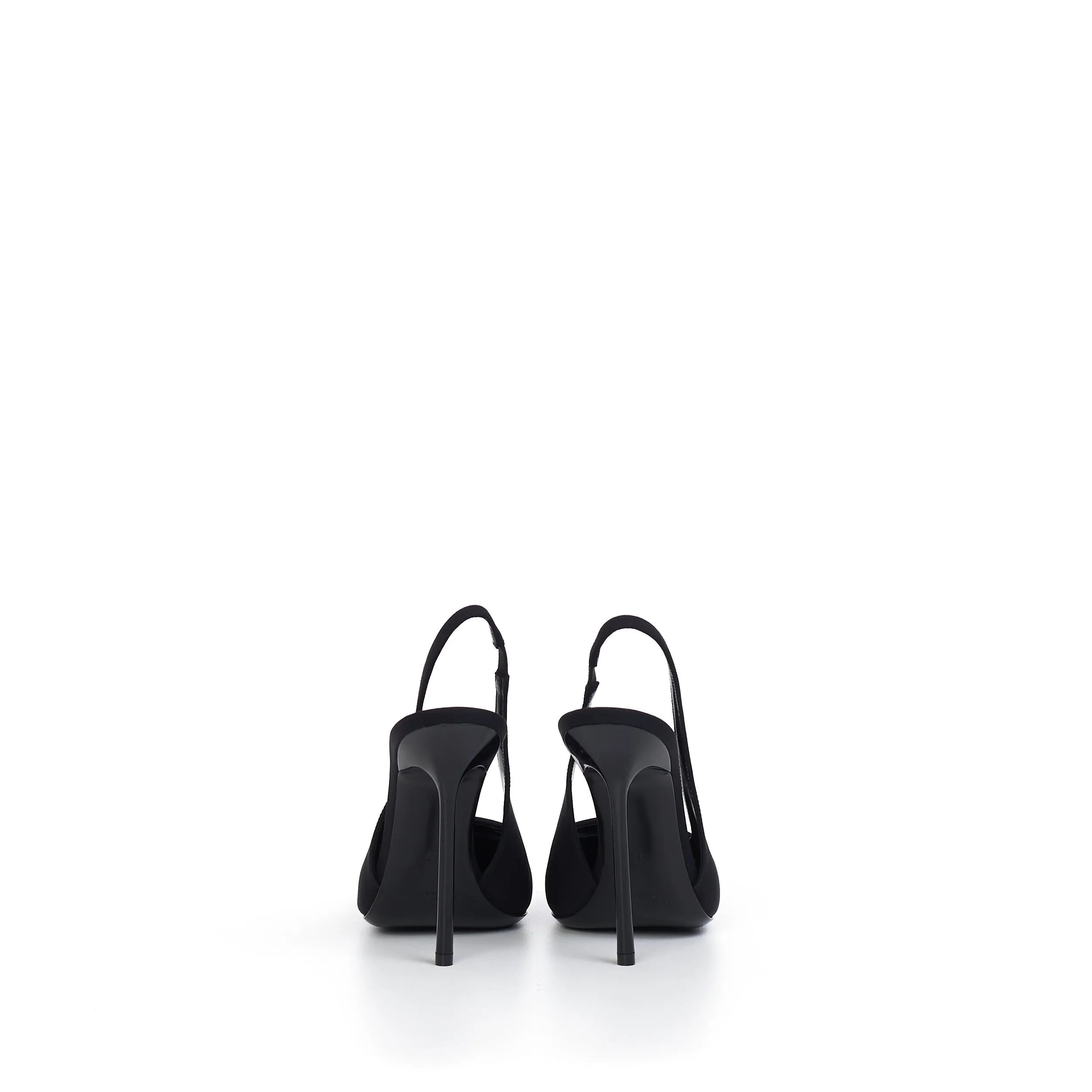 Maxine Slingback Pumps In Black Silk & Leather