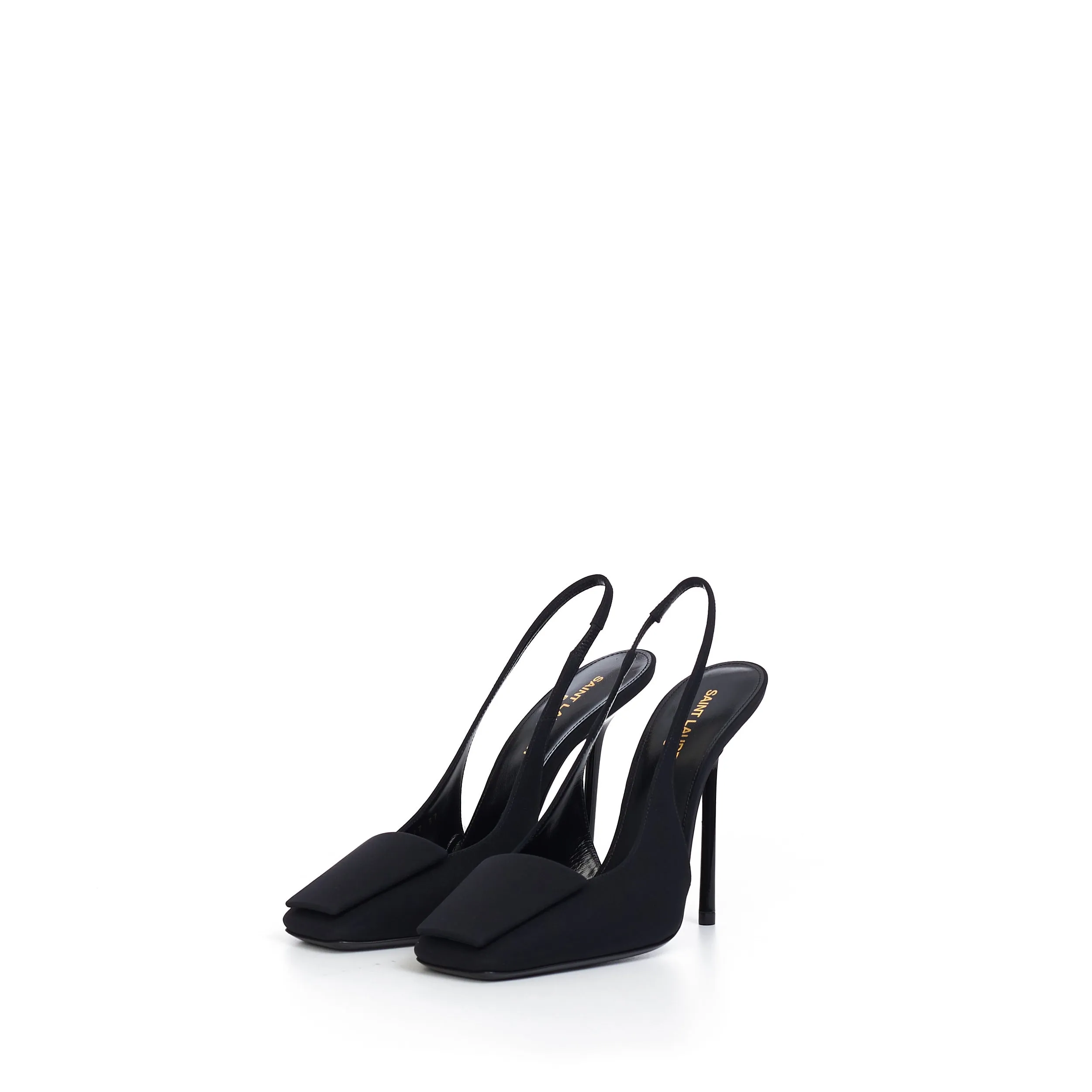 Maxine Slingback Pumps In Black Silk & Leather